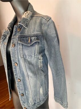 Altar’d State Light Wash Distressed Denim Jacket